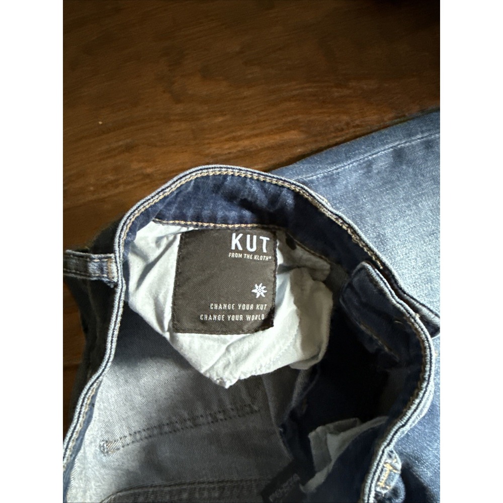 KUT Jeans Womens 6 blue color block Straight Distressed Detailing Fun SOHO BOHO - Picture 7 of 13